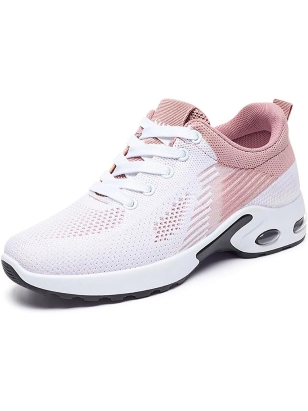 🆕Women's Athletic Running Sneakers White Pink Lace-Up Breathable Closed Toe